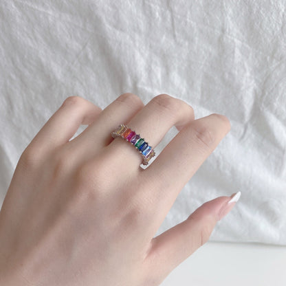 [Revel Jewelry]Unique Colorful Radiant Cut RIng