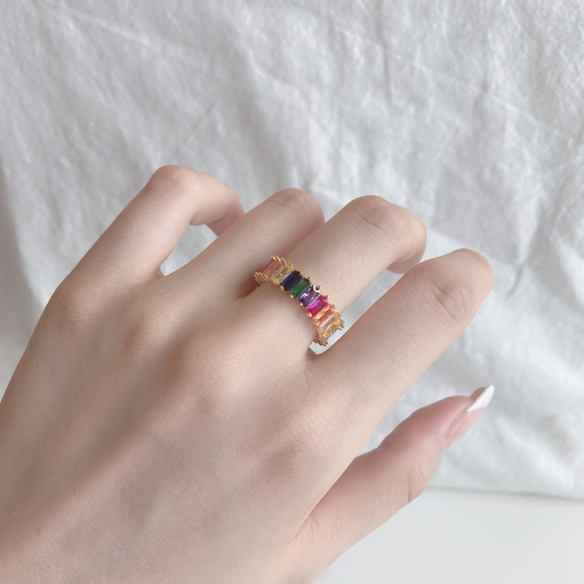 [Revel Jewelry]Unique Colorful Radiant Cut RIng