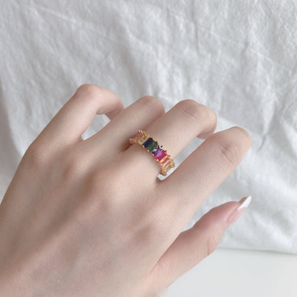 [Revel Jewelry]Unique Colorful Radiant Cut RIng