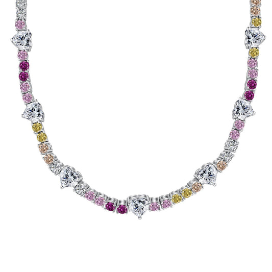 [Revel Jewelry]Zarte, bunte Regenbogen-Tennis-Kette