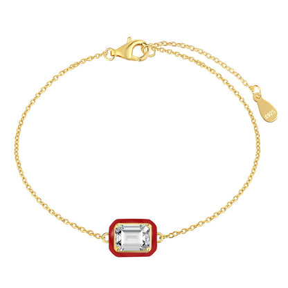 [Revel Jewelry]2.0 Carat Sparkling Colorful Emerald Cut Daily Bracelet