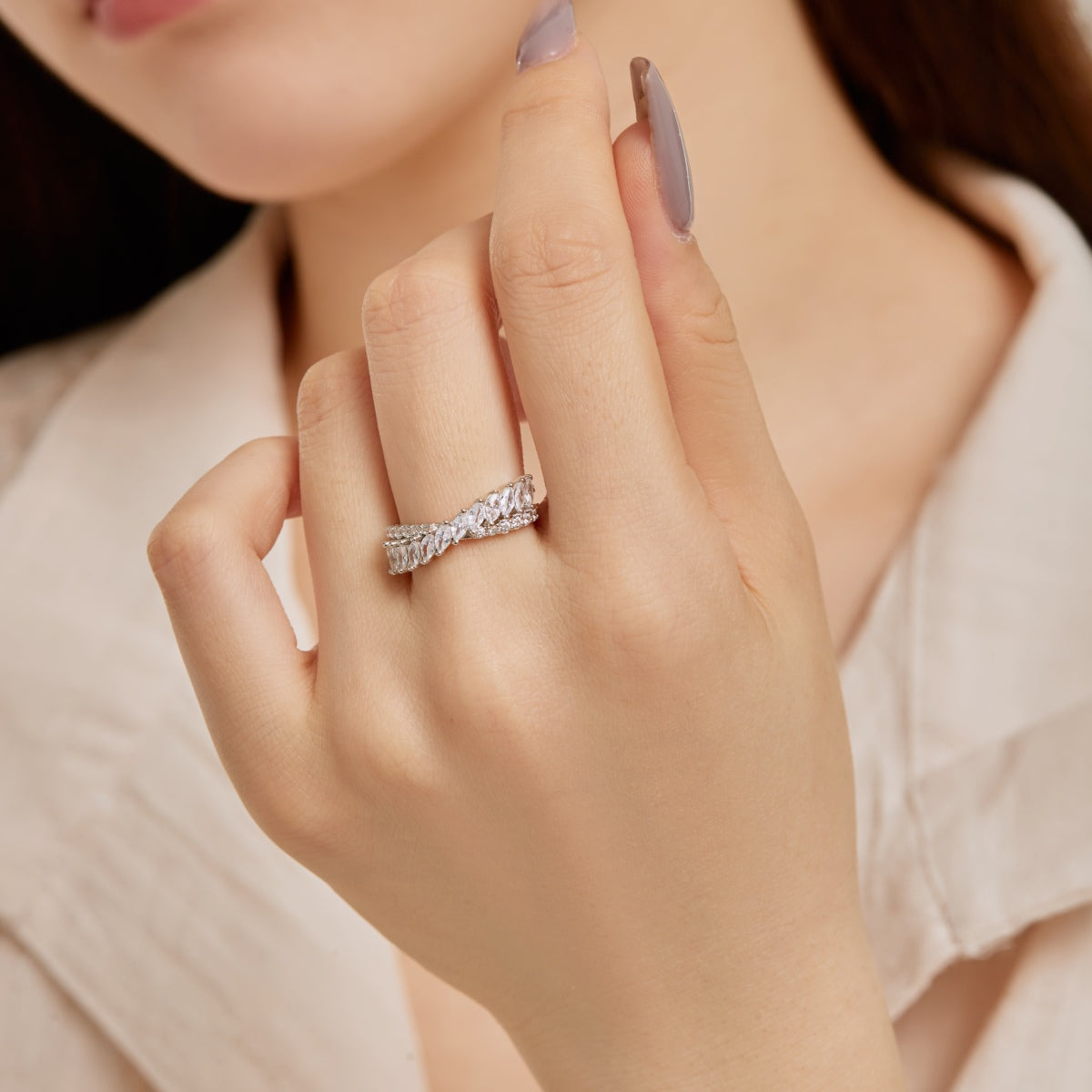 [Revel Jewelry]Einzigartiger bunter Marquise-Schliff Alltagsring