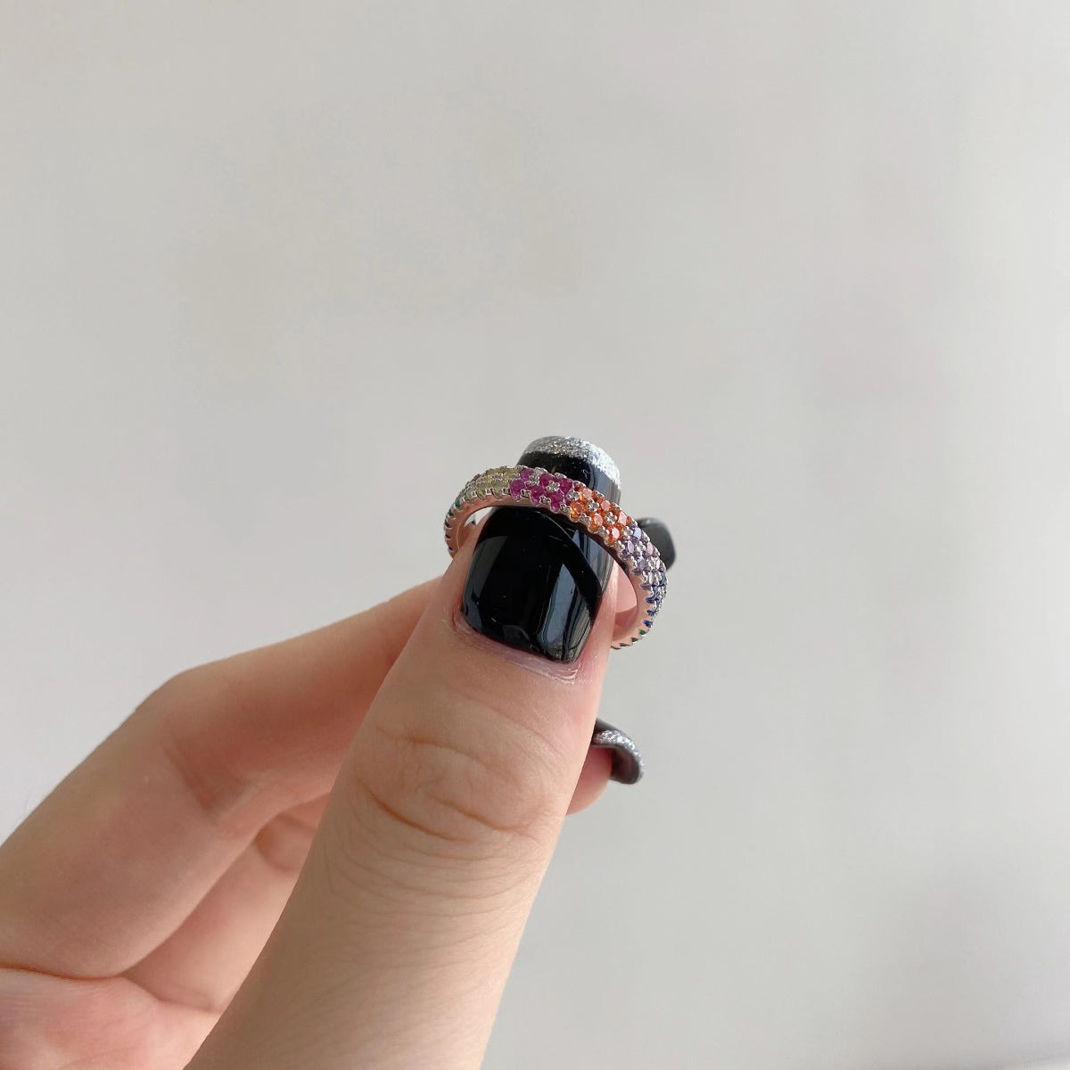 [Revel Jewelry]Unique Colorful Round Cut Tennis Ring