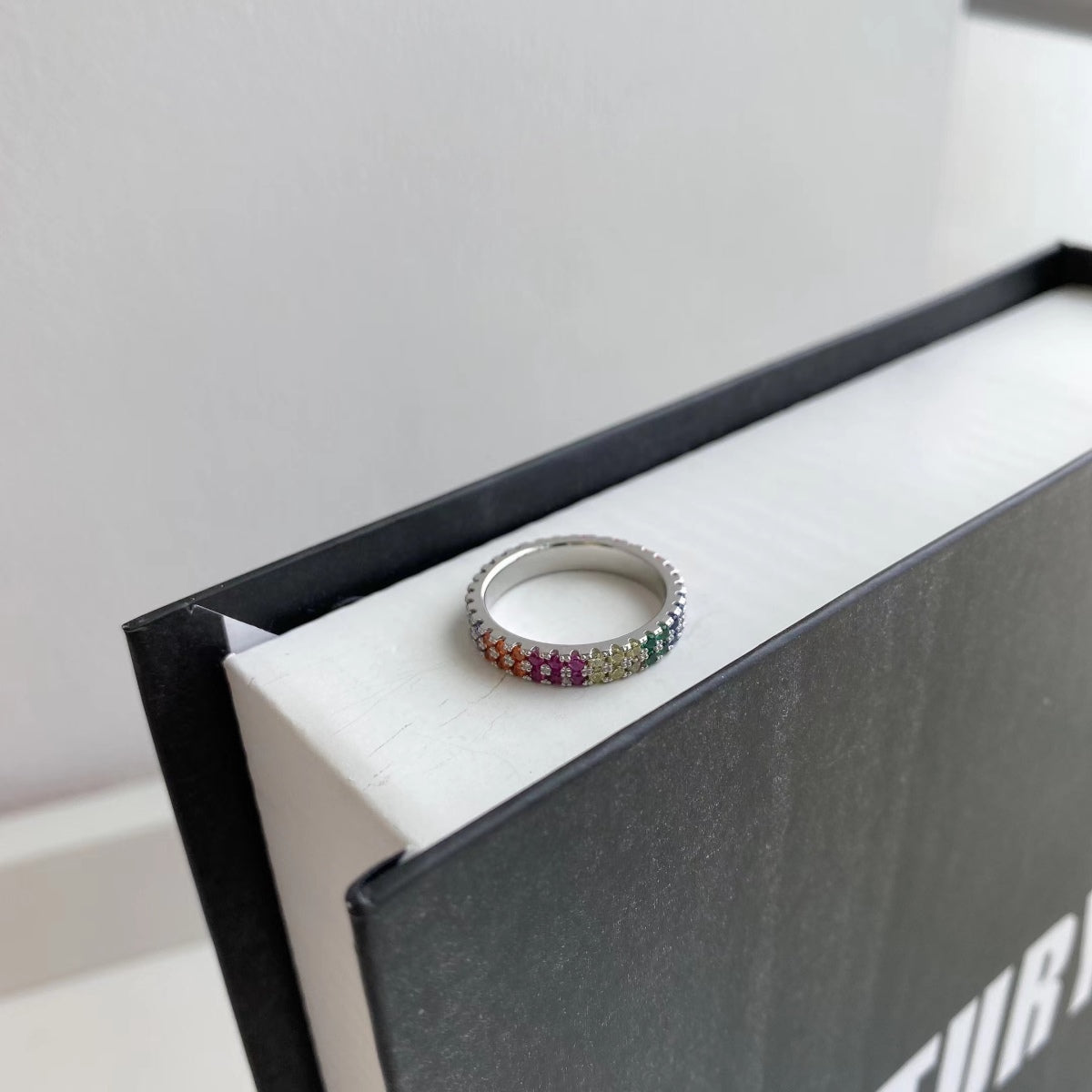 [Revel Jewelry]Unique Colorful Round Cut Tennis Ring