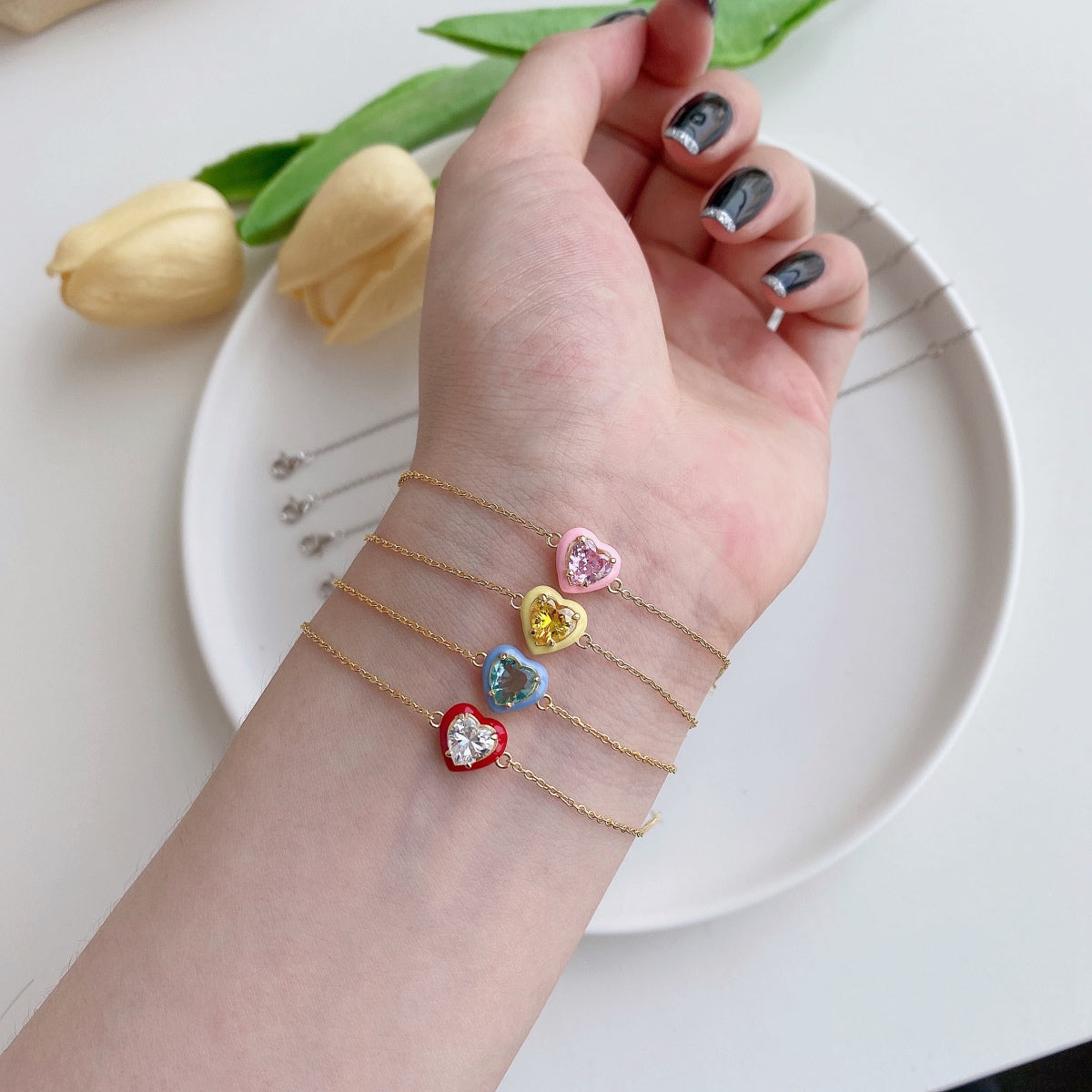 [Revel Jewelry]きらめくロマンチックなハート型恋人ブレスレット