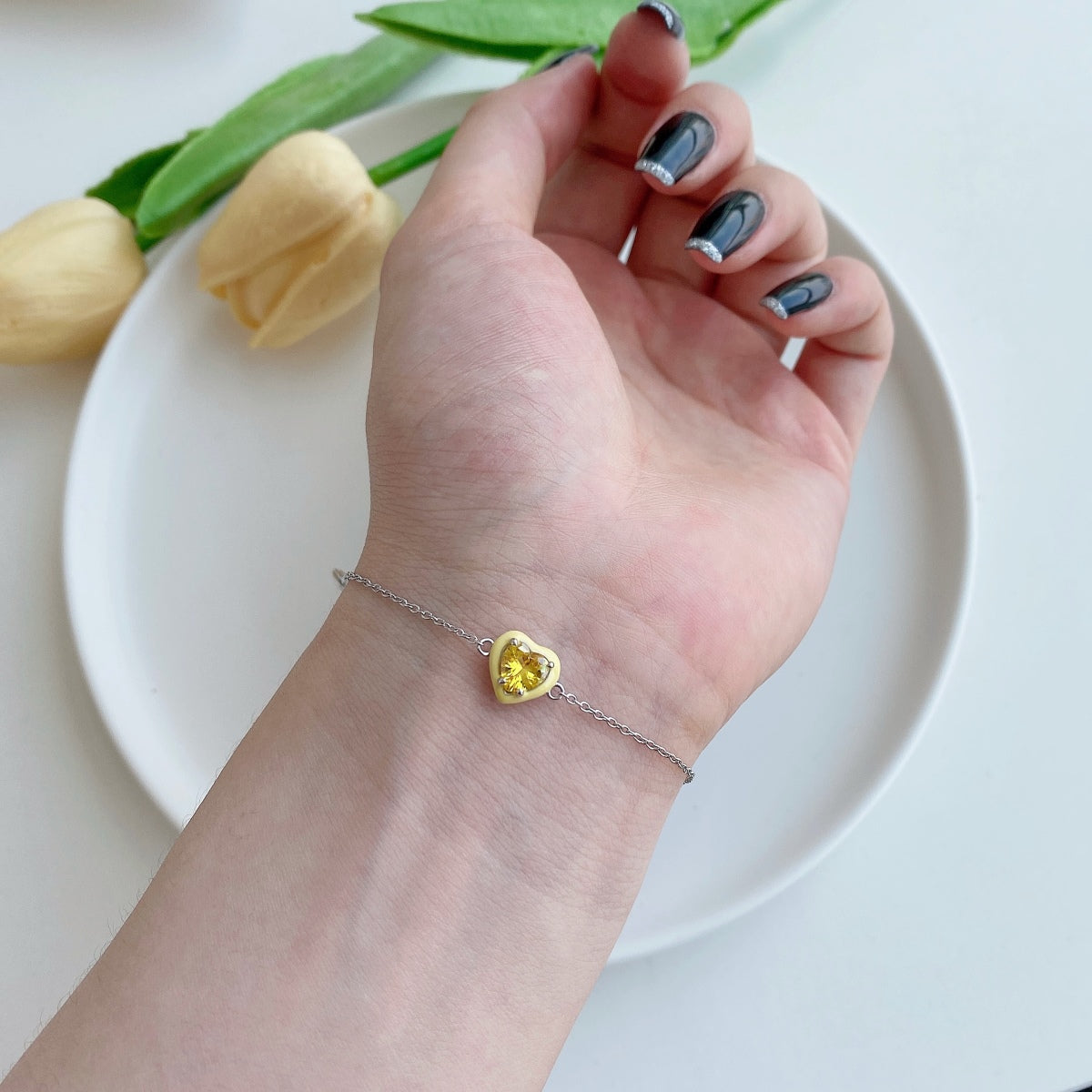 [Revel Jewelry]きらめくロマンチックなハート型恋人ブレスレット