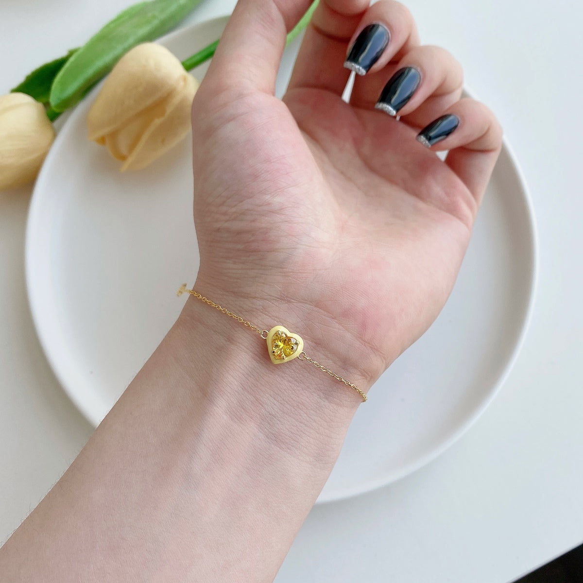 [Revel Jewelry]きらめくロマンチックなハート型恋人ブレスレット