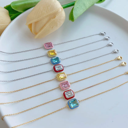 [Revel Jewelry]2.0 Carat Sparkling Colorful Emerald Cut Daily Bracelet