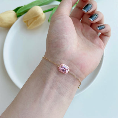 [Revel Jewelry]2.0 Carat Sparkling Colorful Emerald Cut Daily Bracelet