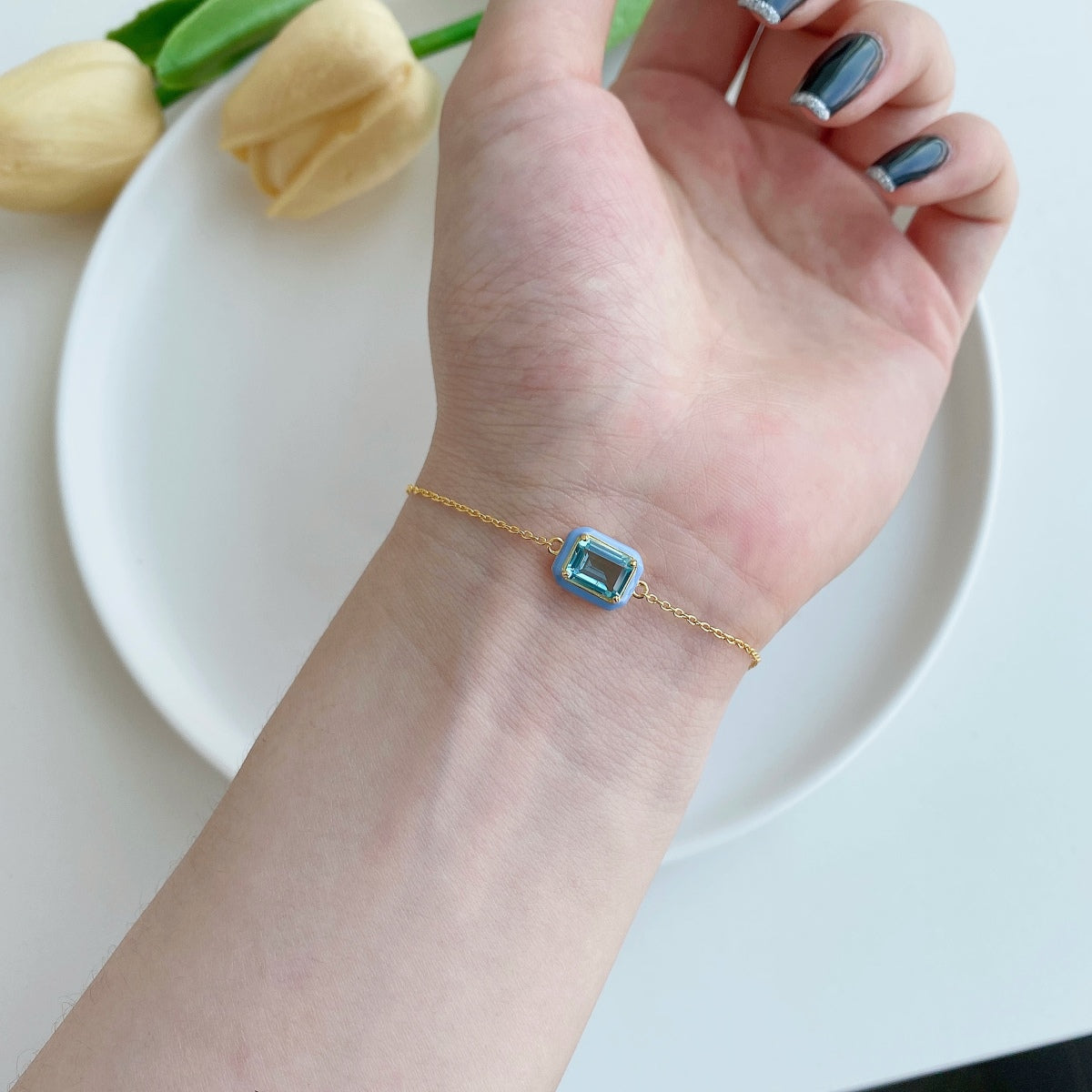 [Revel Jewelry]2.0 Carat Sparkling Colorful Emerald Cut Daily Bracelet