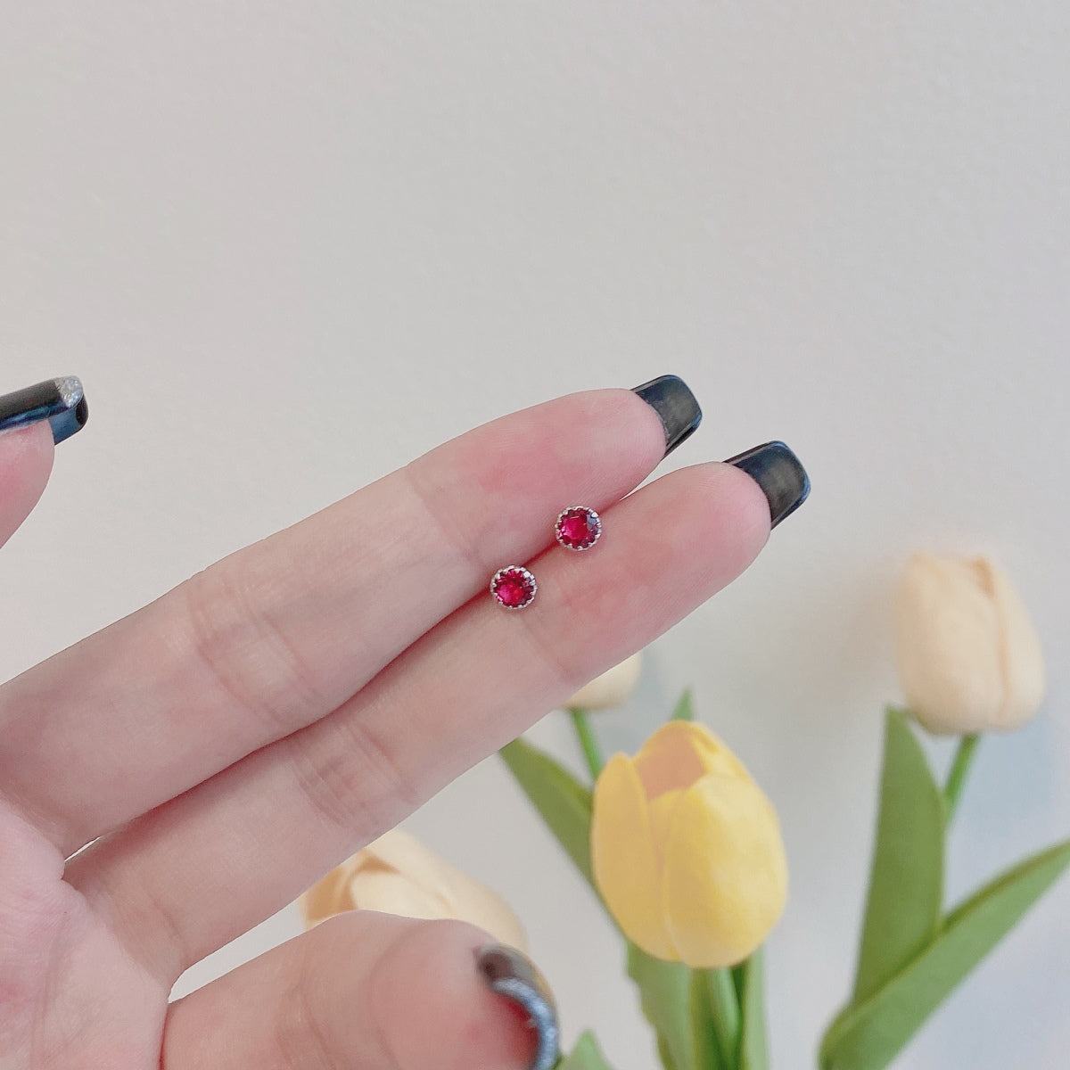 [Revel Jewelry]Sparkling Colorful Round Shape Earrings