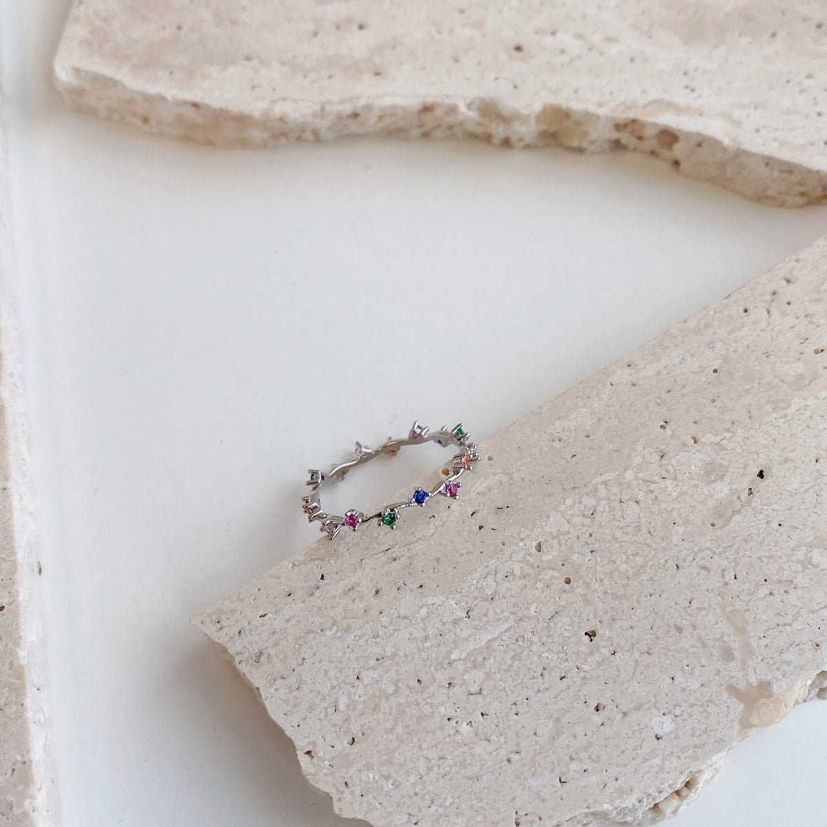 [Revel Jewelry]Radiant Colorful Round Cut Daily Ring