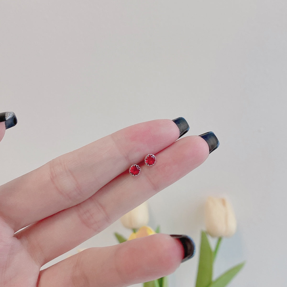 [Revel Jewelry]Sparkling Colorful Round Shape Earrings