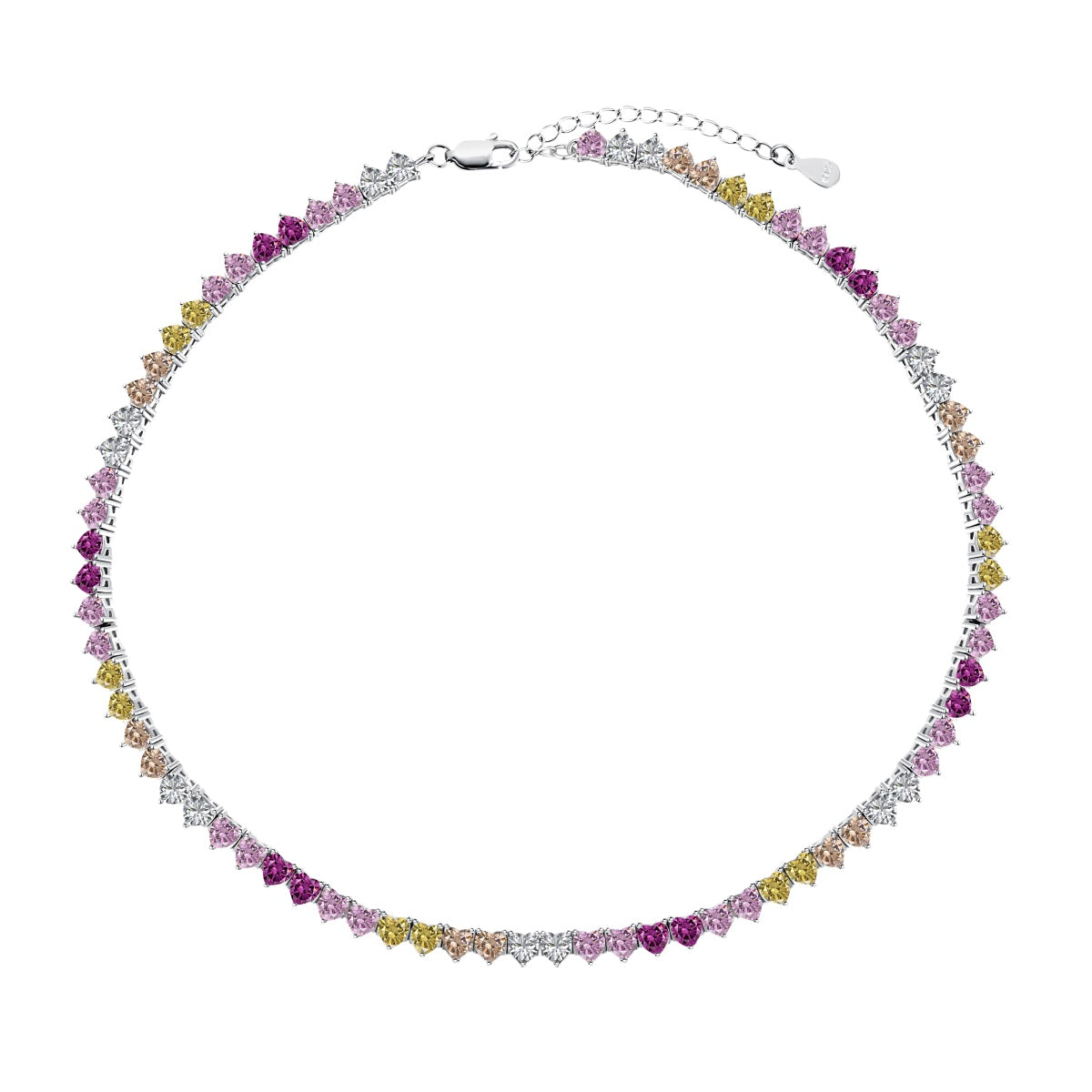 [Revel Jewelry]Funkelnde Bunte Volle Herz-Tennis-Halskette