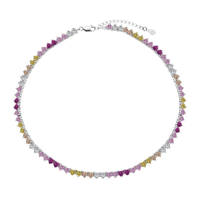[Revel Jewelry]Funkelnde Bunte Volle Herz-Tennis-Halskette
