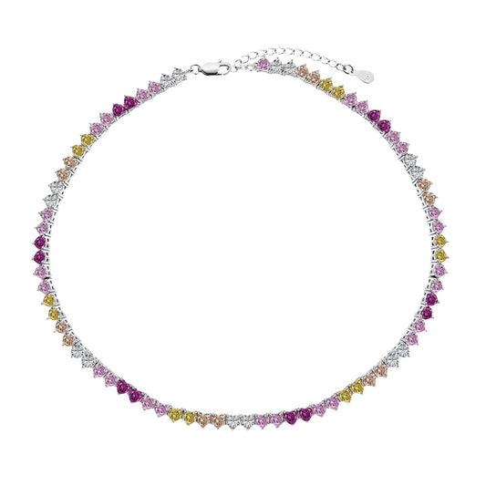 [Revel Jewelry]Funkelnde Bunte Volle Herz-Tennis-Halskette