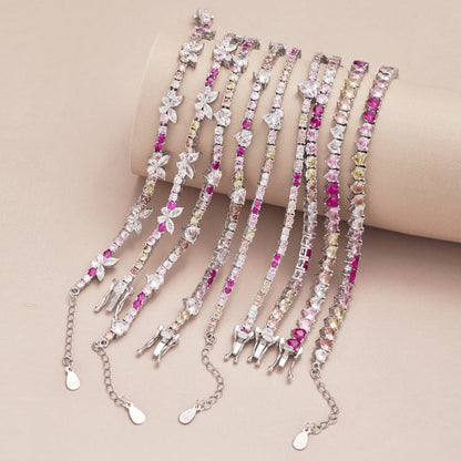 [Revel Jewelry]Zarte, bunte Regenbogen-Tennis-Kette