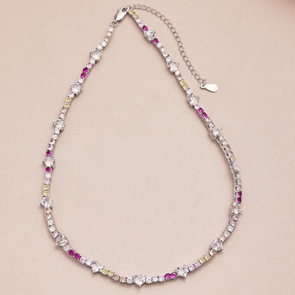 [Revel Jewelry]Zarte, bunte Regenbogen-Tennis-Kette