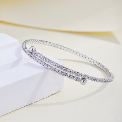[Revel Jewelry]Row of Diamonds Round Fashion Bracelet