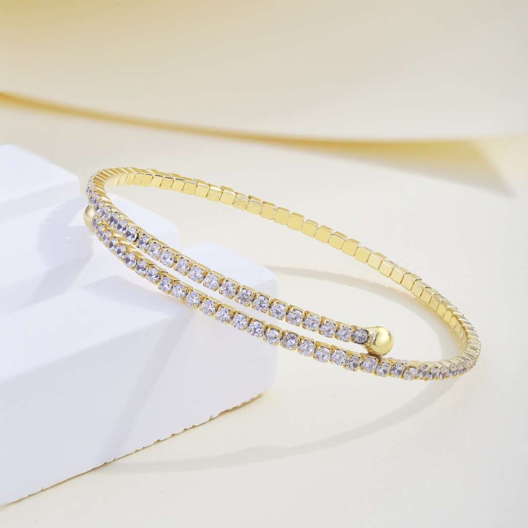 [Revel Jewelry]Row of Diamonds Round Fashion Bracelet