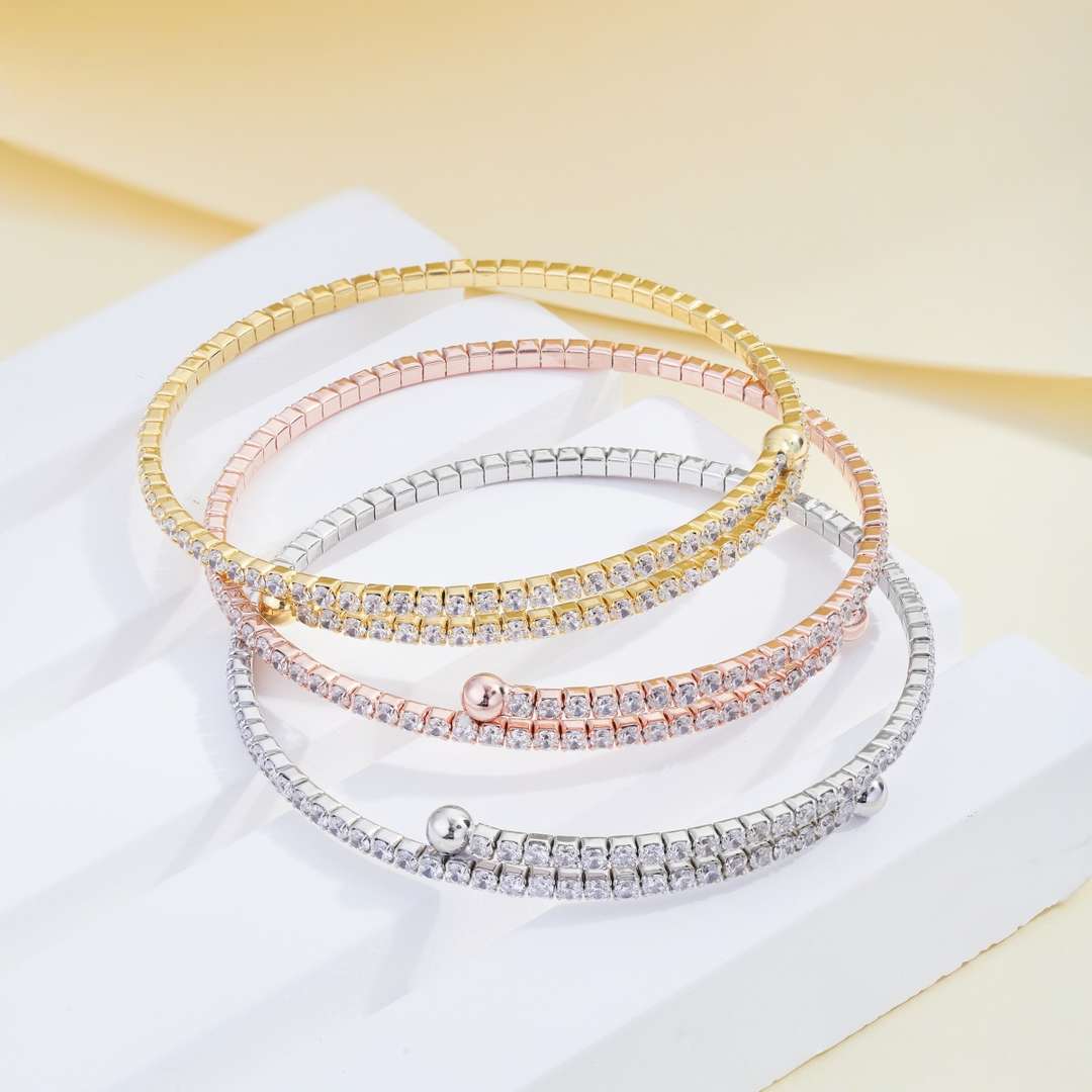 [Revel Jewelry]Row of Diamonds Round Fashion Bracelet