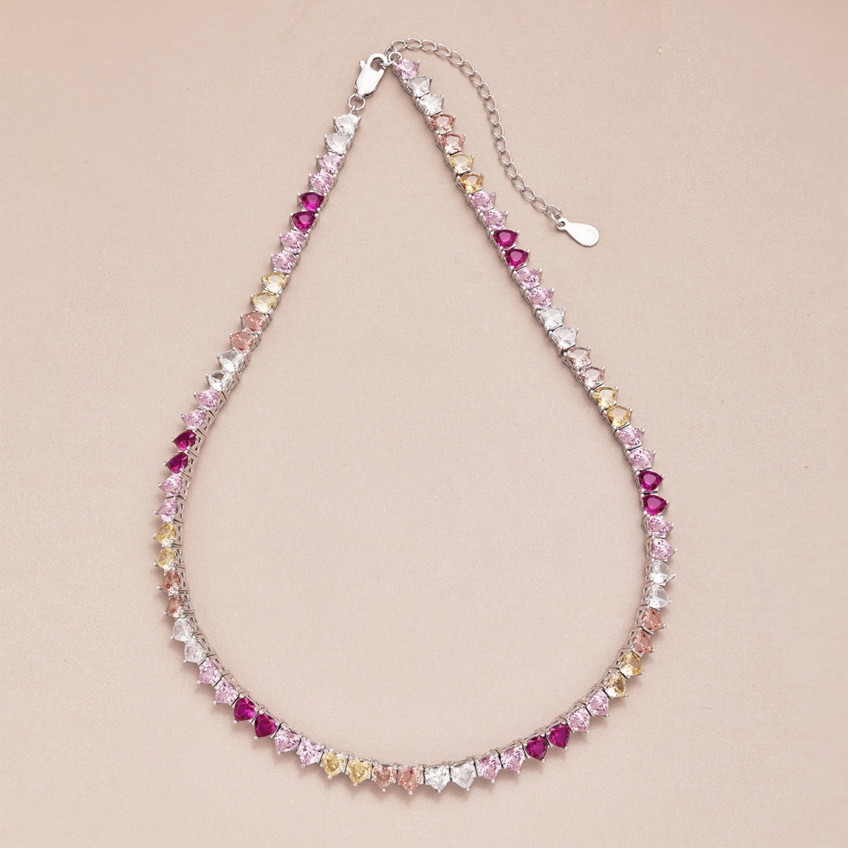 [Revel Jewelry]Funkelnde Bunte Volle Herz-Tennis-Halskette