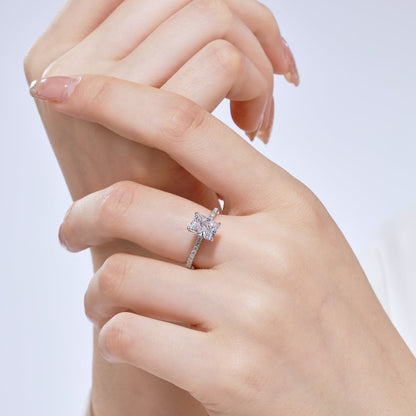 [Revel Jewelry]2.0 Carat Dazzling Sparkling Radiant Cut Party Ring