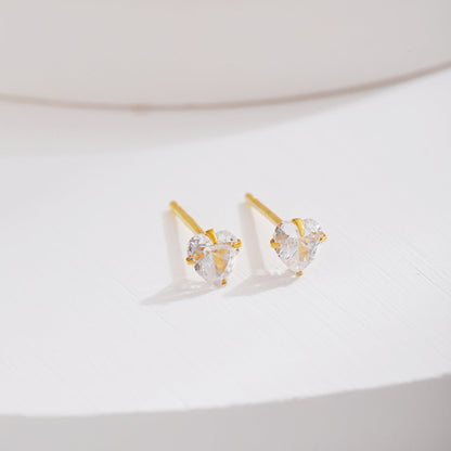 [Revel Jewelry]Sparkling Heart Shaped Simple Earrings