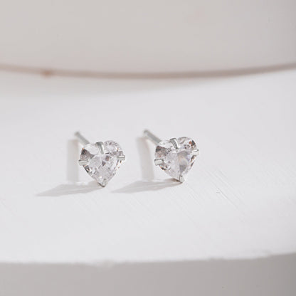 [Revel Jewelry]Sparkling Heart Shaped Simple Earrings