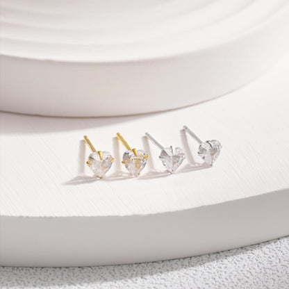 [Revel Jewelry]Sparkling Heart Shaped Simple Earrings