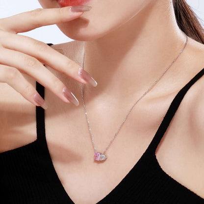 [Revel Jewelry]Dazzling Square & Heart Shape Necklace