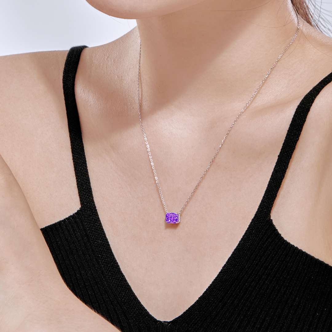[Revel Jewelry]Luxurious Square Shape Colorful Necalack