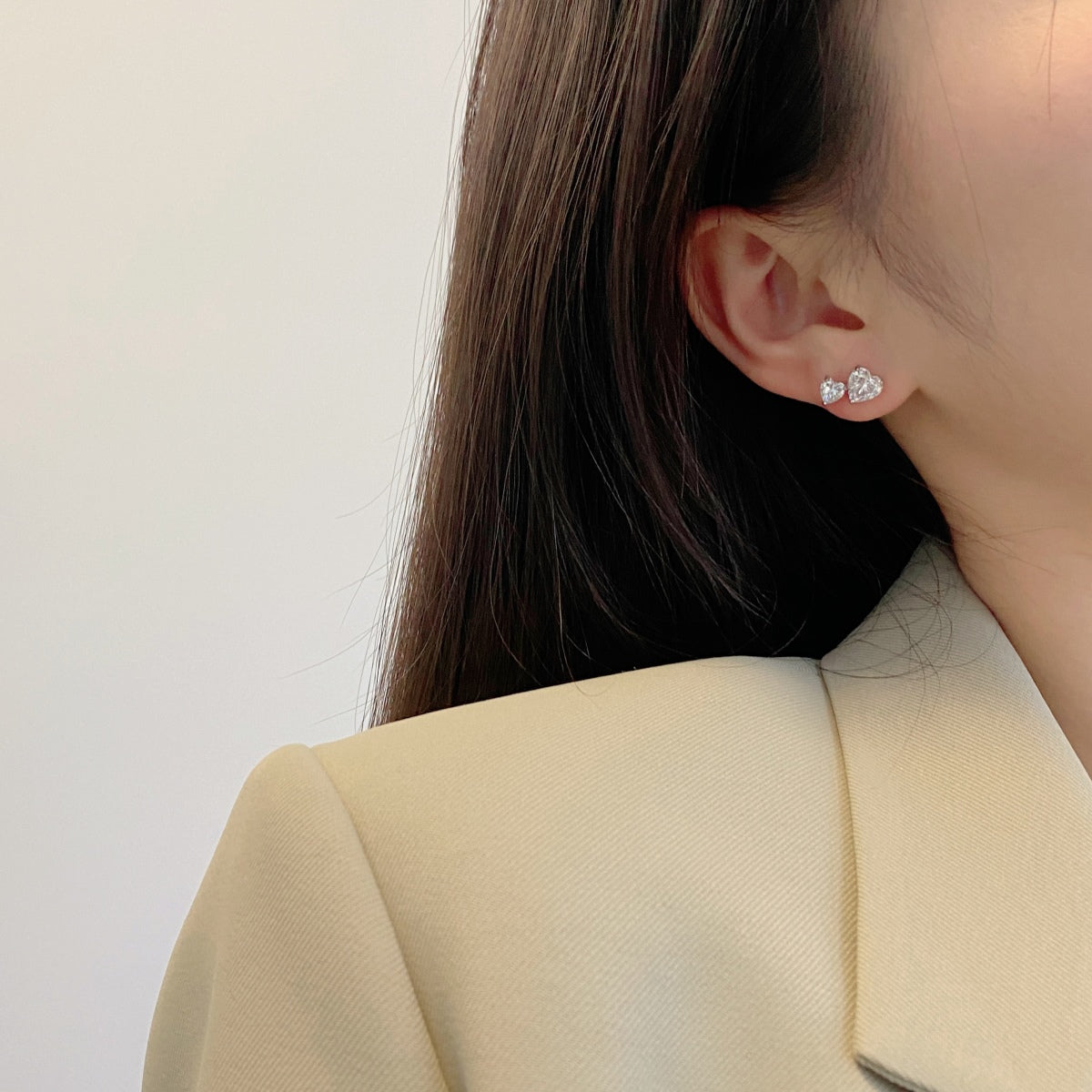 [Revel Jewelry]Double Heart-Shape Classic Princess Style Earrings