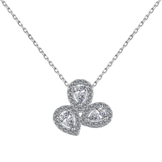 [Revel Jewelry]Elegant Flower Shape Pear Cut Necklace