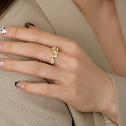 [Revel Jewelry]Delicate Multi Cut Ring
