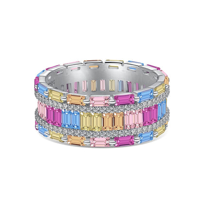 [Revel Jewelry]Glitzernder farbenfroher Partyring mit Radiant-Schliff
