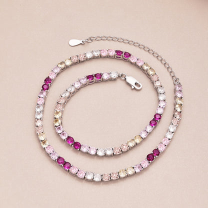[Revel Jewelry]繊細なカラフルテニスネックレス