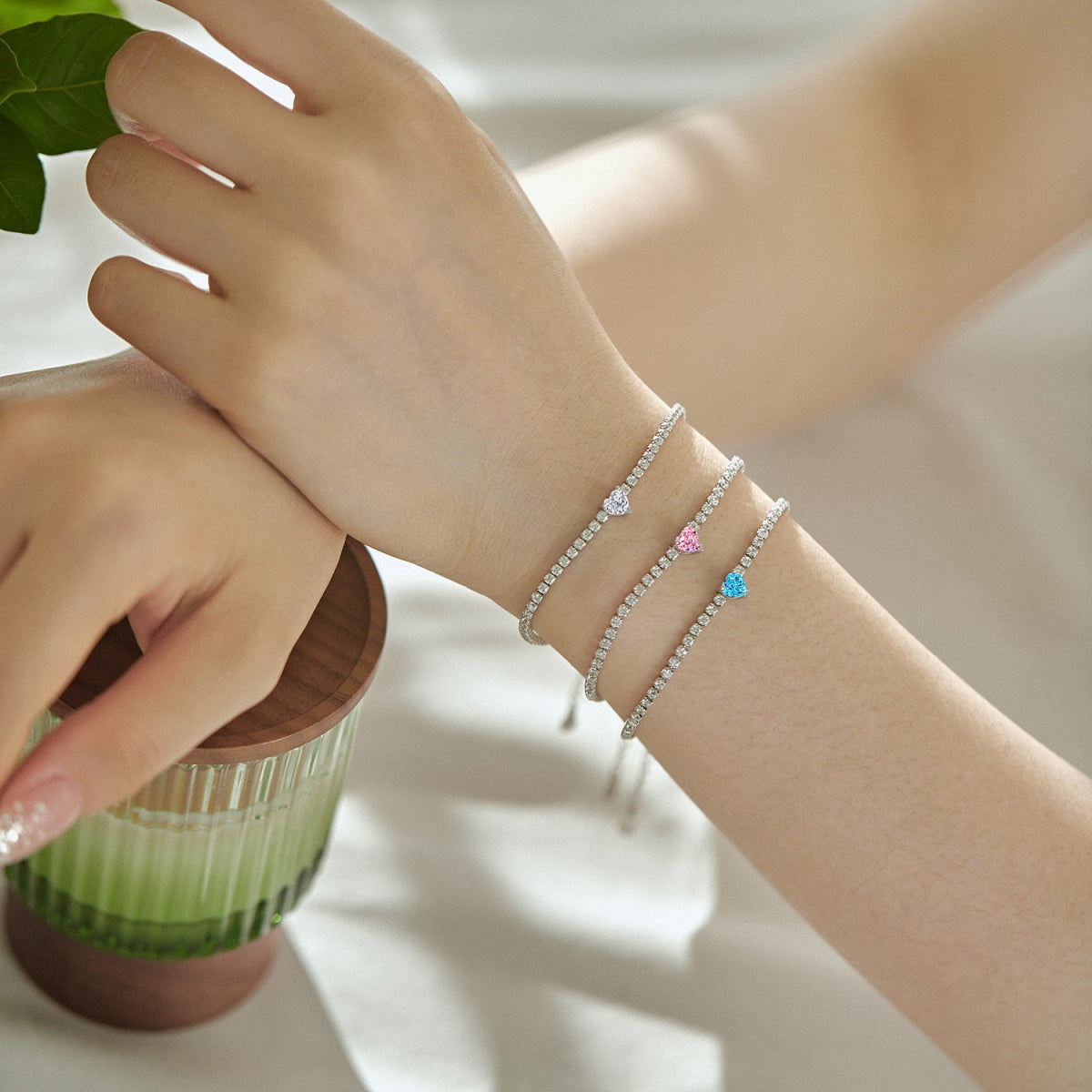 [Revel Jewelry]0.5 Carat Elegant Romantic Heart Shape Lover Bracelet