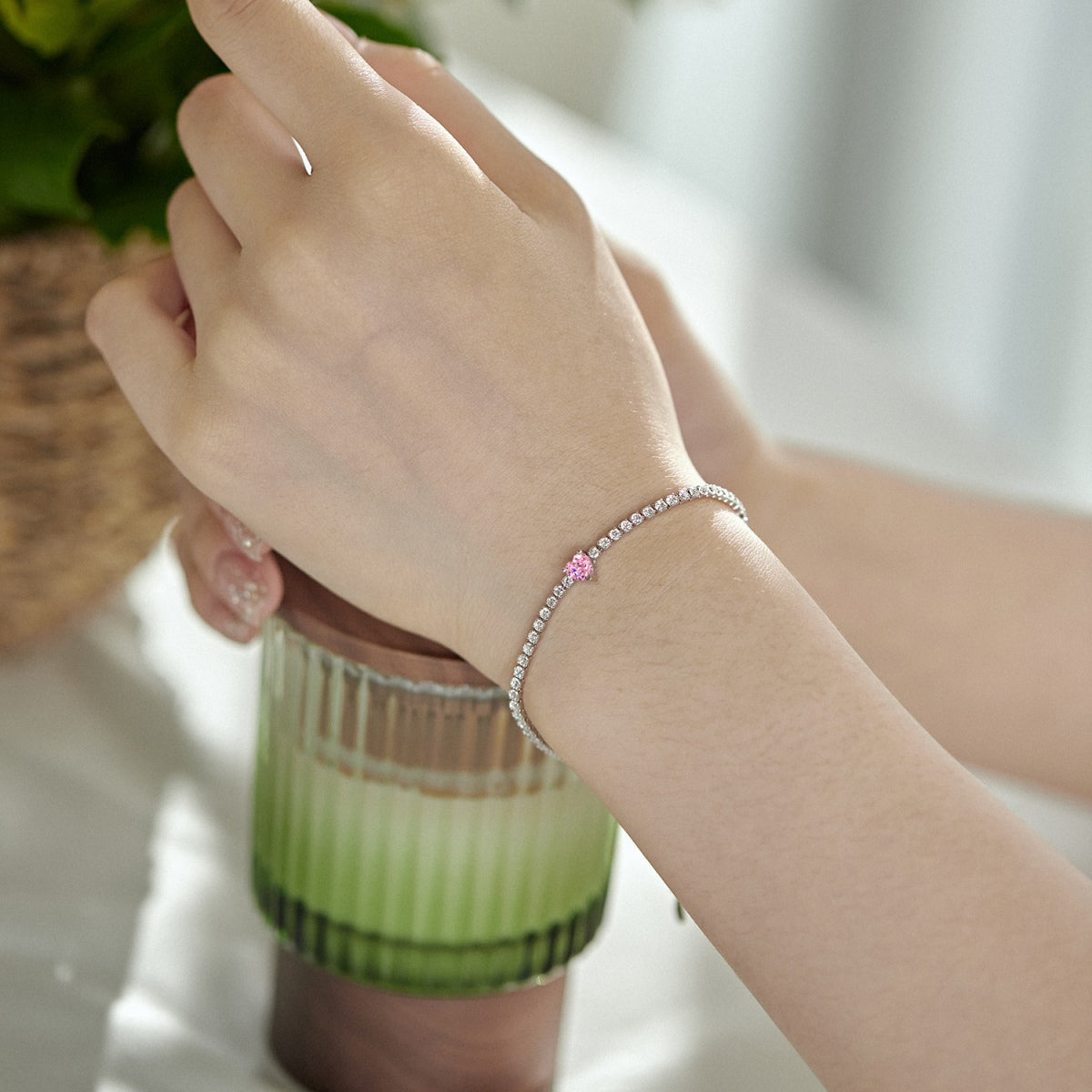 [Revel Jewelry]0.5 Carat Elegant Romantic Heart Shape Lover Bracelet