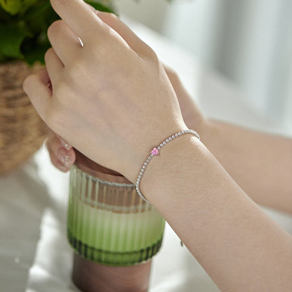 [Revel Jewelry]0.5 Carat Elegant Romantic Heart Shape Lover Bracelet