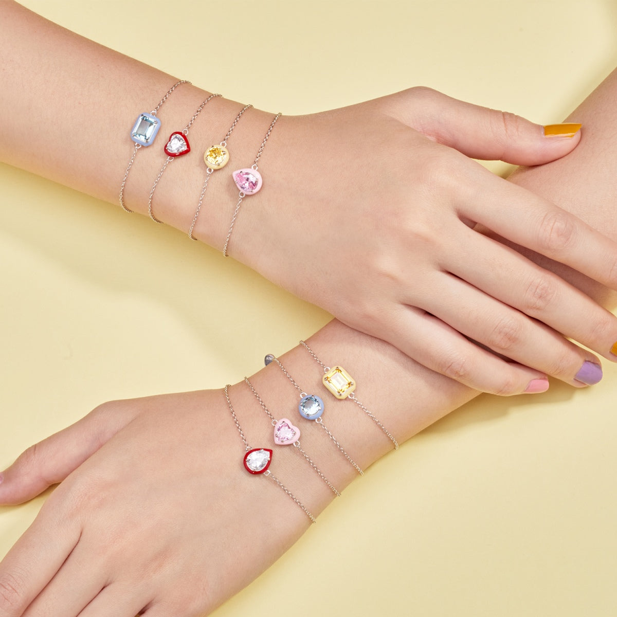[Revel Jewelry]2.0 Carat Sparkling Colorful Emerald Cut Daily Bracelet