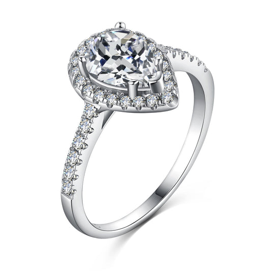 [Revel Jewelry]1.0 Carat Luxurious Resplendent Water Drop Shape Wedding Ring