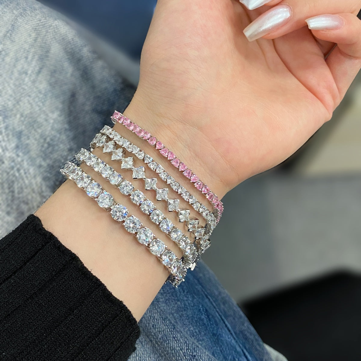 [Revel Jewelry]0.5 Carat Ornate Princess Cut Daily Bracelet