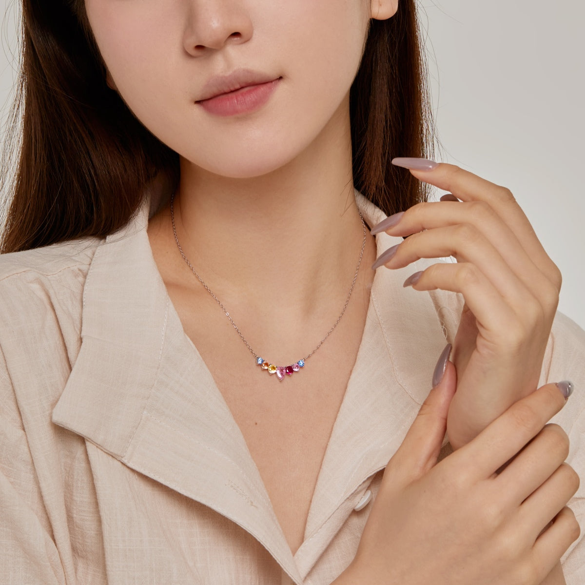 [Revel Jewelry]Zarte Bunte Herz-Halskette