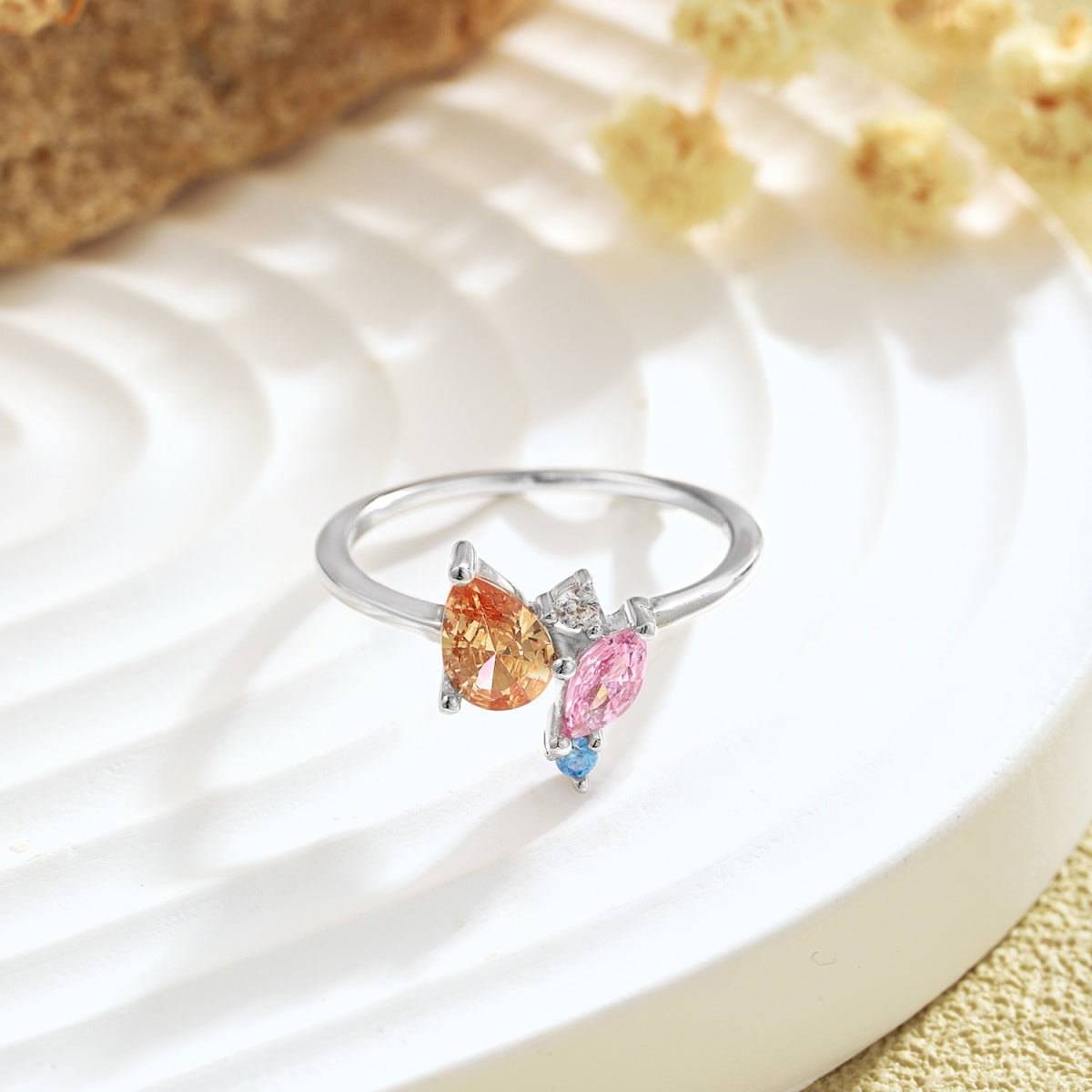 [Revel Jewelry]Radiant Colorful Multi Cut Daily Ring