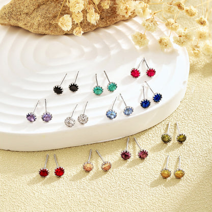 [Revel Jewelry]Sparkling Colorful Round Shape Earrings