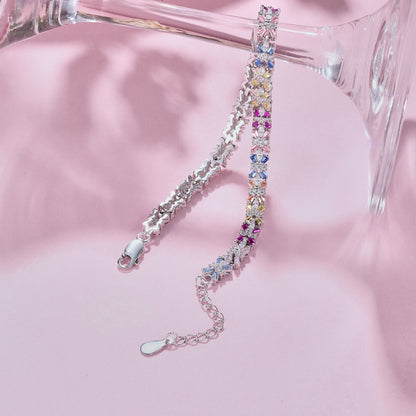 [Revel Jewelry]放射状に輝くエメラルドカットのカラフルなパーティーブレスレット