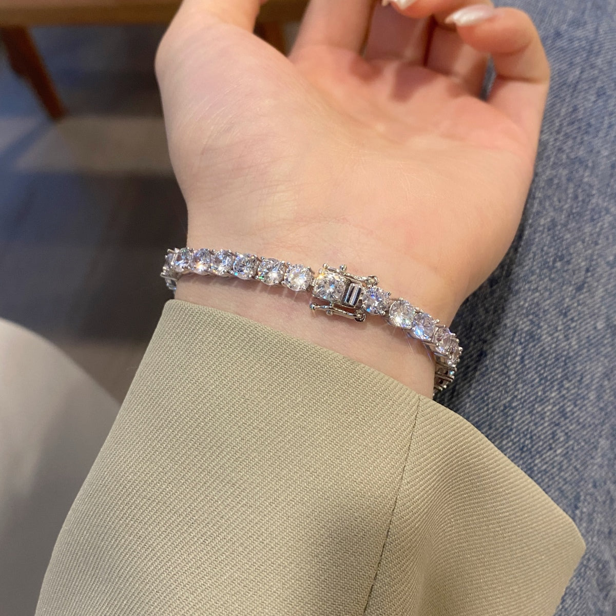 [Revel Jewelry]オーナメント スパークリング ラウンドカット ウェディングブレスレット
