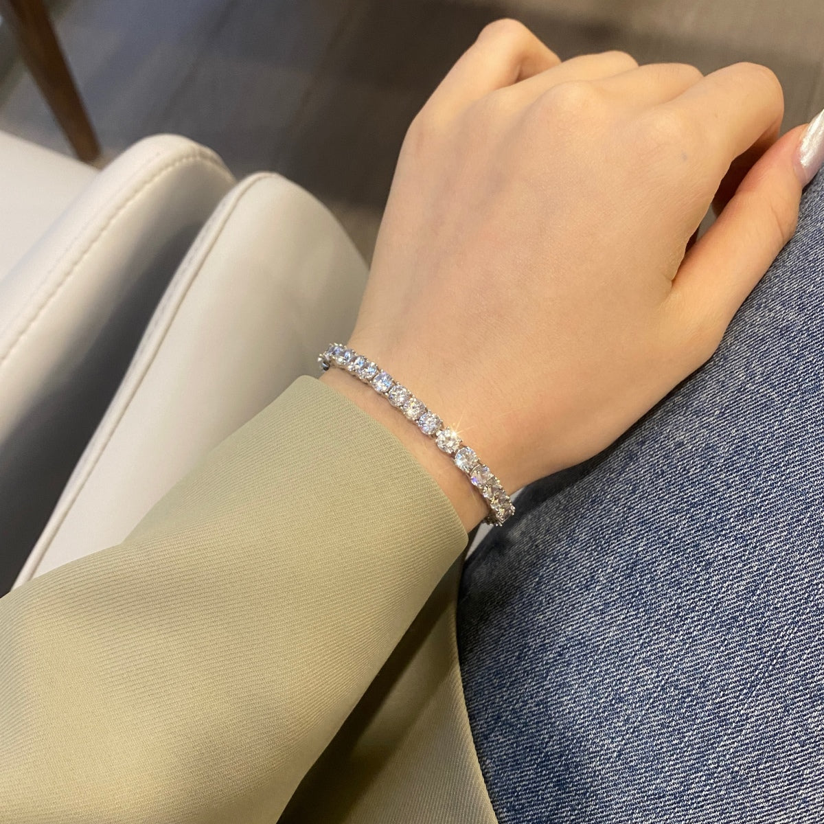 [Revel Jewelry]オーナメント スパークリング ラウンドカット ウェディングブレスレット