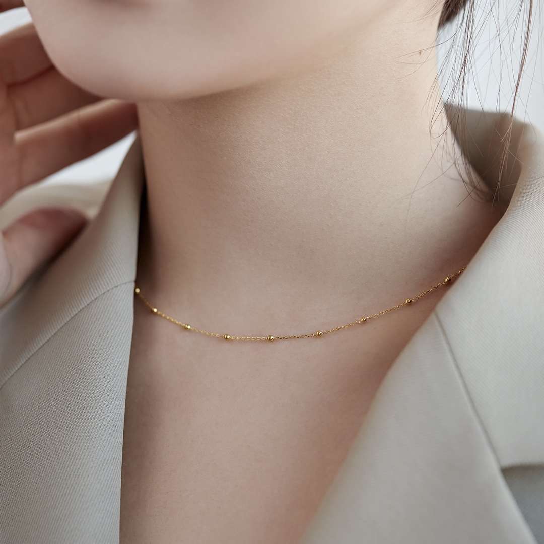 [Revel Jewelry]Small Bead Clavicle Chain Simple Necklace